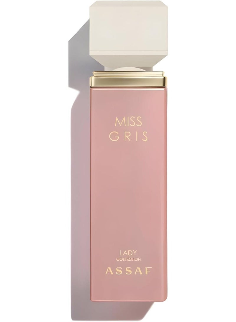 Assaf Miss Gris 100ml – Higher Concentration for Women | Hazelnut, Saffron & Pear | Jasmine & Rose Heart - Image 2